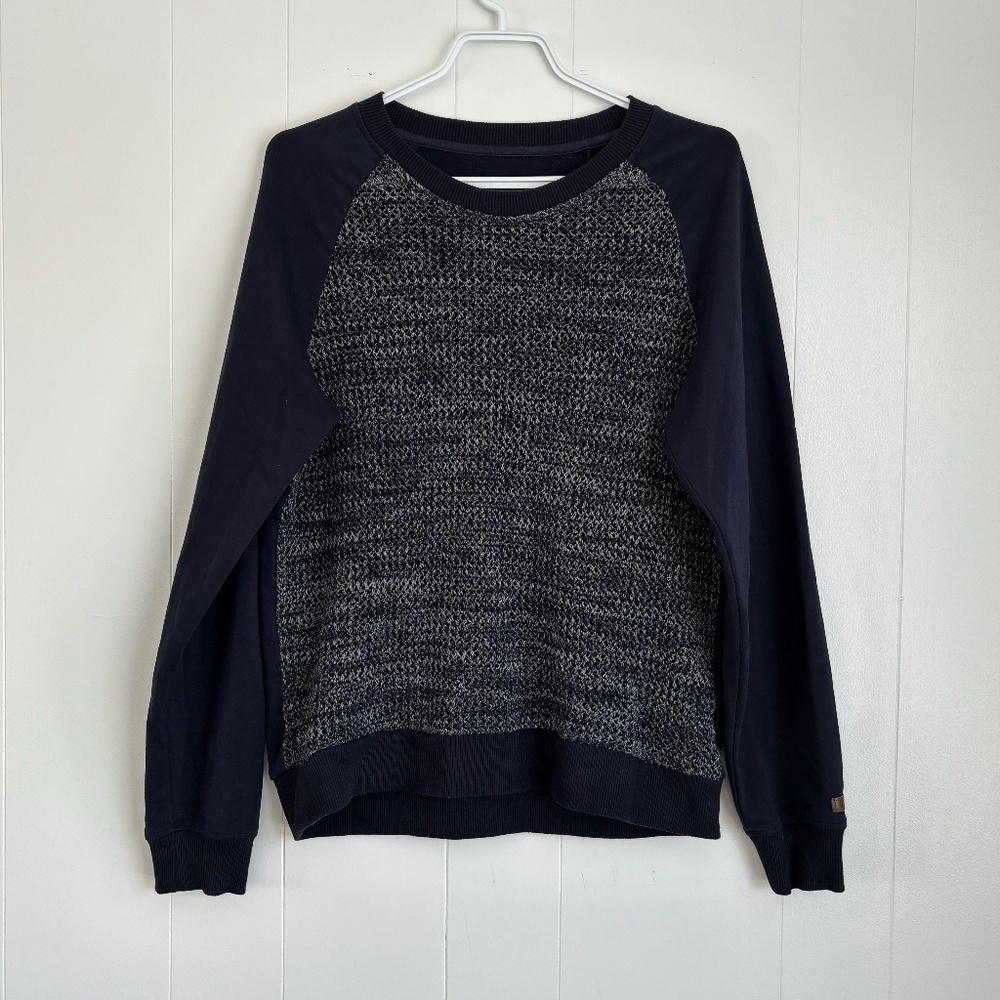 Roots Navy blue crew neck pullover sweatshirt with knit front size M